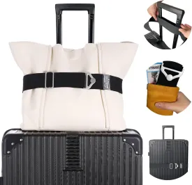 Travel Belt for Luggage, Add a Bag Luggage Straps Suitcase Travel Belt Over Handle for Carry On Bag, Adjustable 2-in-1 Elastic Luggage Belt Bag Bungee Travel Essential Accessories
