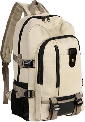 Travel Travel Bucket Backpack Men Canvas Bags College Student School Khaki