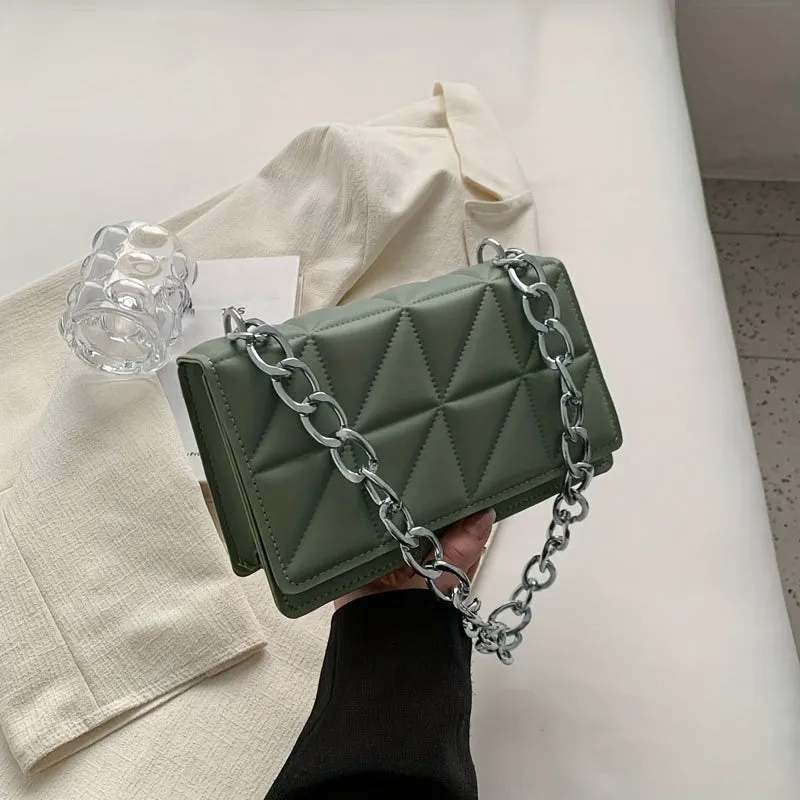 Triangle Pattern Metal Chain Underarm Bag Versatile Fashion Statement
