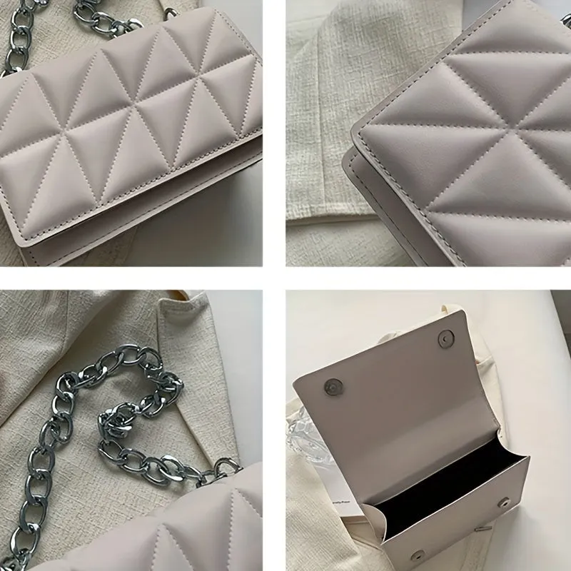 Triangle Pattern Metal Chain Underarm Bag Versatile Fashion Statement
