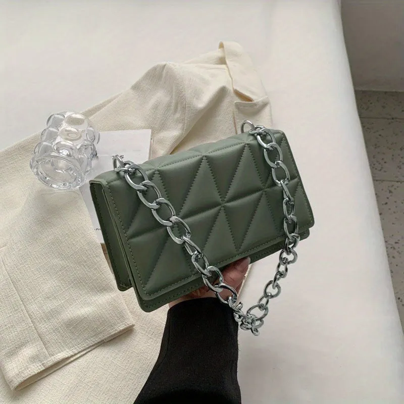 Triangle Pattern Metal Chain Underarm Bag Versatile Fashion Statement