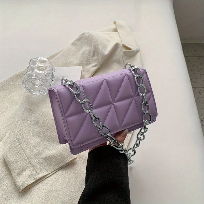Triangle Pattern Metal Chain Underarm Bag Versatile Fashion Statement