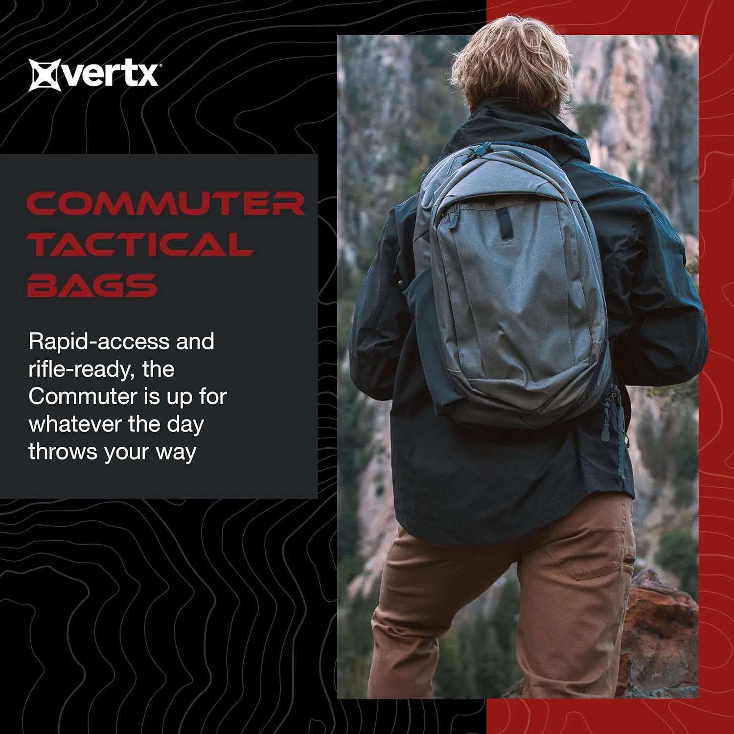 Vertx Commuter EDC Tactical Bag Sling Backpack 22L Backpack for CCW, Travel, Work, Tactical Gear, Medium Grey