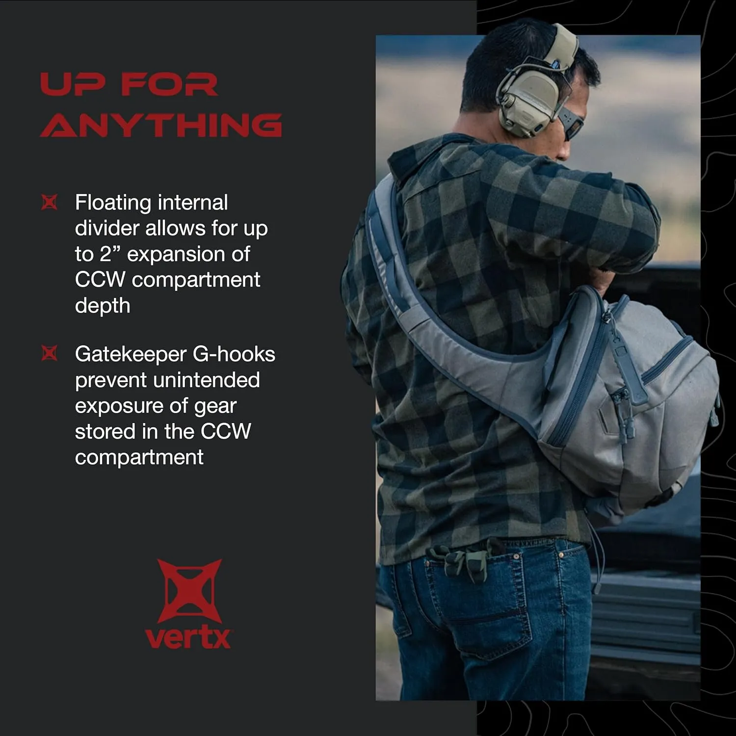 Vertx Commuter EDC Tactical Bag Sling Backpack 22L Backpack for CCW, Travel, Work, Tactical Gear, Medium Grey