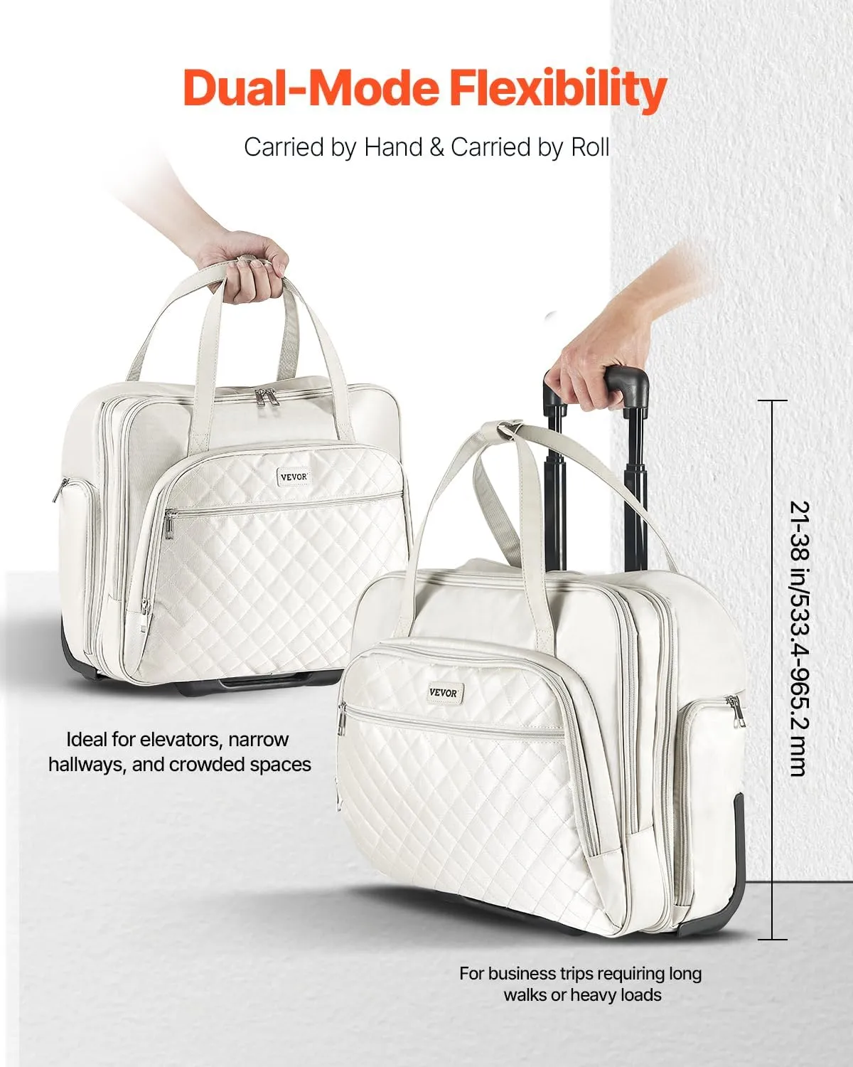 VEVOR Rolling laptop bag,Wheeled Briefcase, Roller Computer Tote Bag, Laptop Case for Work Travel Business Office, Women Men
