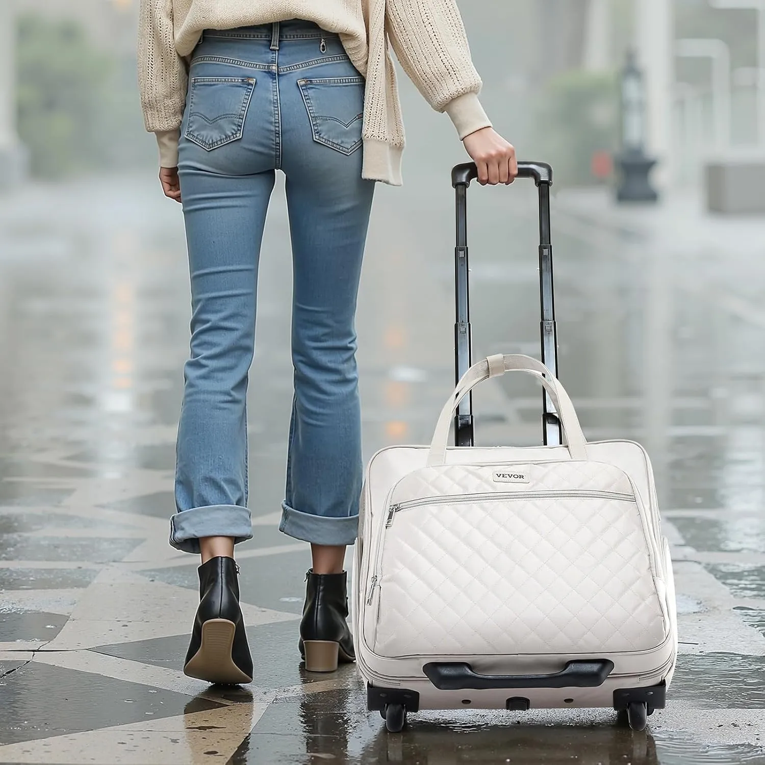 VEVOR Rolling laptop bag,Wheeled Briefcase, Roller Computer Tote Bag, Laptop Case for Work Travel Business Office, Women Men