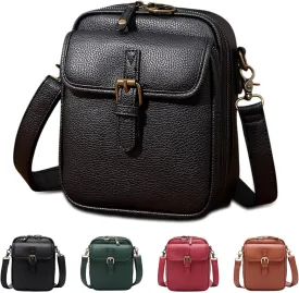 Vintage Double Layer Large Capacity Mini Messenger Bag, 2025 New Leather Small Crossbody Messenger Bag for Women Men