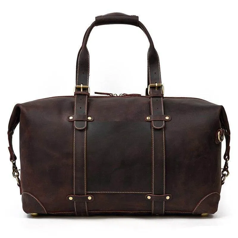 Vintage Genuine Leather Travel Bag Tote Bag Weekender