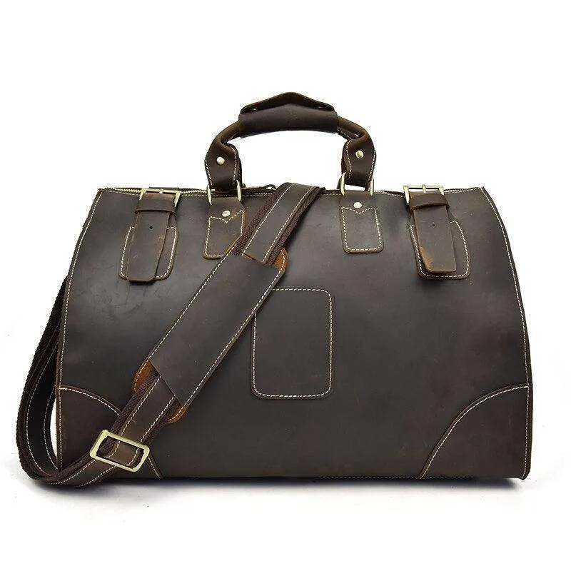 Vintage Genuine Leather Travel Bag Tote Bag Weekender