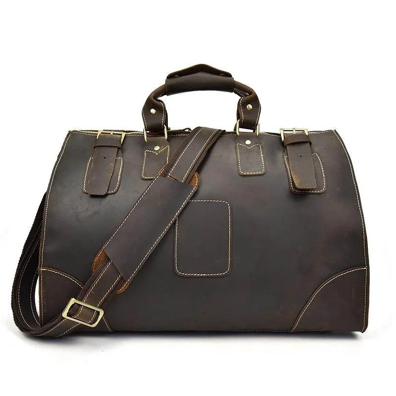 Vintage Genuine Leather Travel Bag Tote Bag Weekender