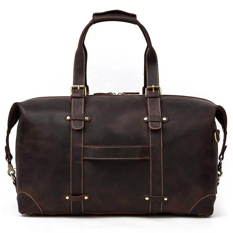 Vintage Genuine Leather Travel Bag Tote Bag Weekender