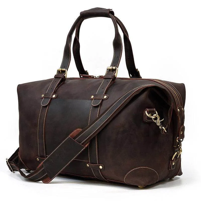 Vintage Genuine Leather Travel Bag Tote Bag Weekender