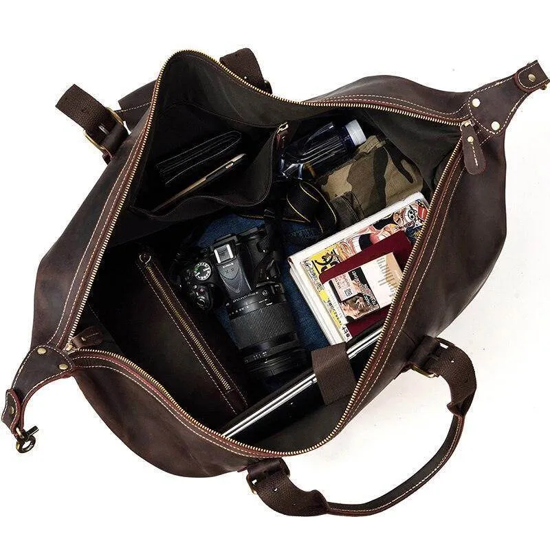 Vintage Genuine Leather Travel Bag Tote Bag Weekender