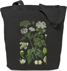 Vintage Poison Hemlock Canvas Tote Bag for Women Aesthetic Reusable Grocery Shoulder Bags for Shopping Travel Beach