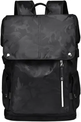 Waterproof laptop backpack, USB charging port computer bag, business travel daily backpack, Camouflage Black, 14 Inch