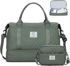 Weekender Bags for Women, Carry-On Personal Item Bag, Overnight Travel Duffel Bag with Shoes Compartment &Trolley Sleeve