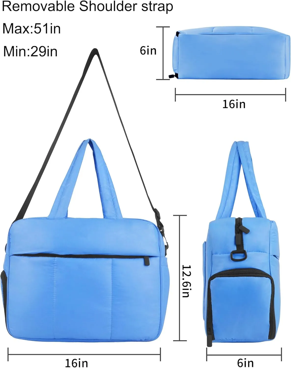 Weekender Bags for Women, Lightweight Puffer Tote Overnight Weekend Carry On Gym Duffle Bag with Shoe Compartment for Travel