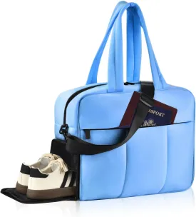 Weekender Bags for Women, Lightweight Puffer Tote Overnight Weekend Carry On Gym Duffle Bag with Shoe Compartment for Travel