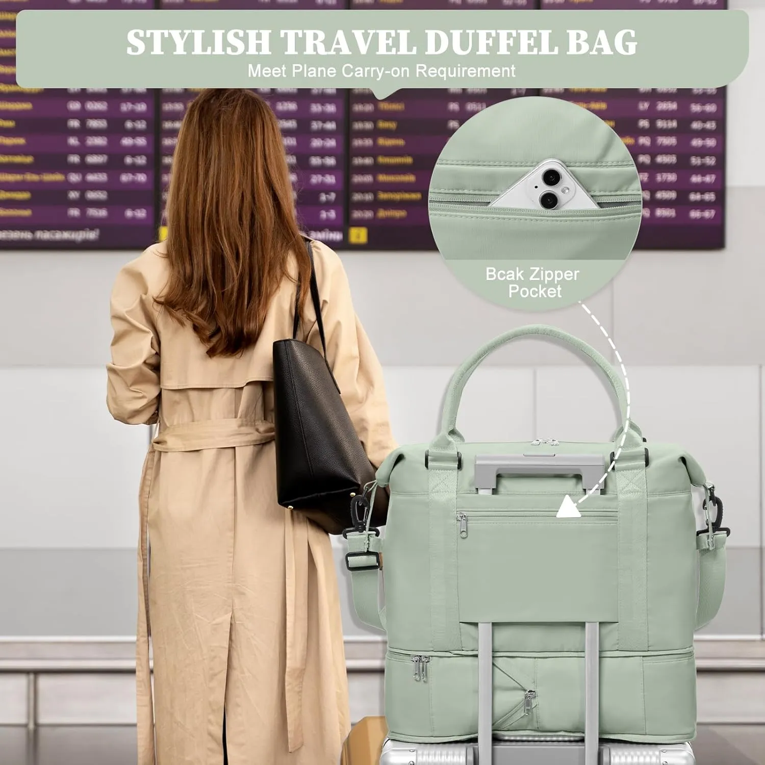 Weekender Bags for Women,Personal Item Travel Bag,Overnight Travel Duffel Bag with Expandable Shoes Compartment & Wet Pocket