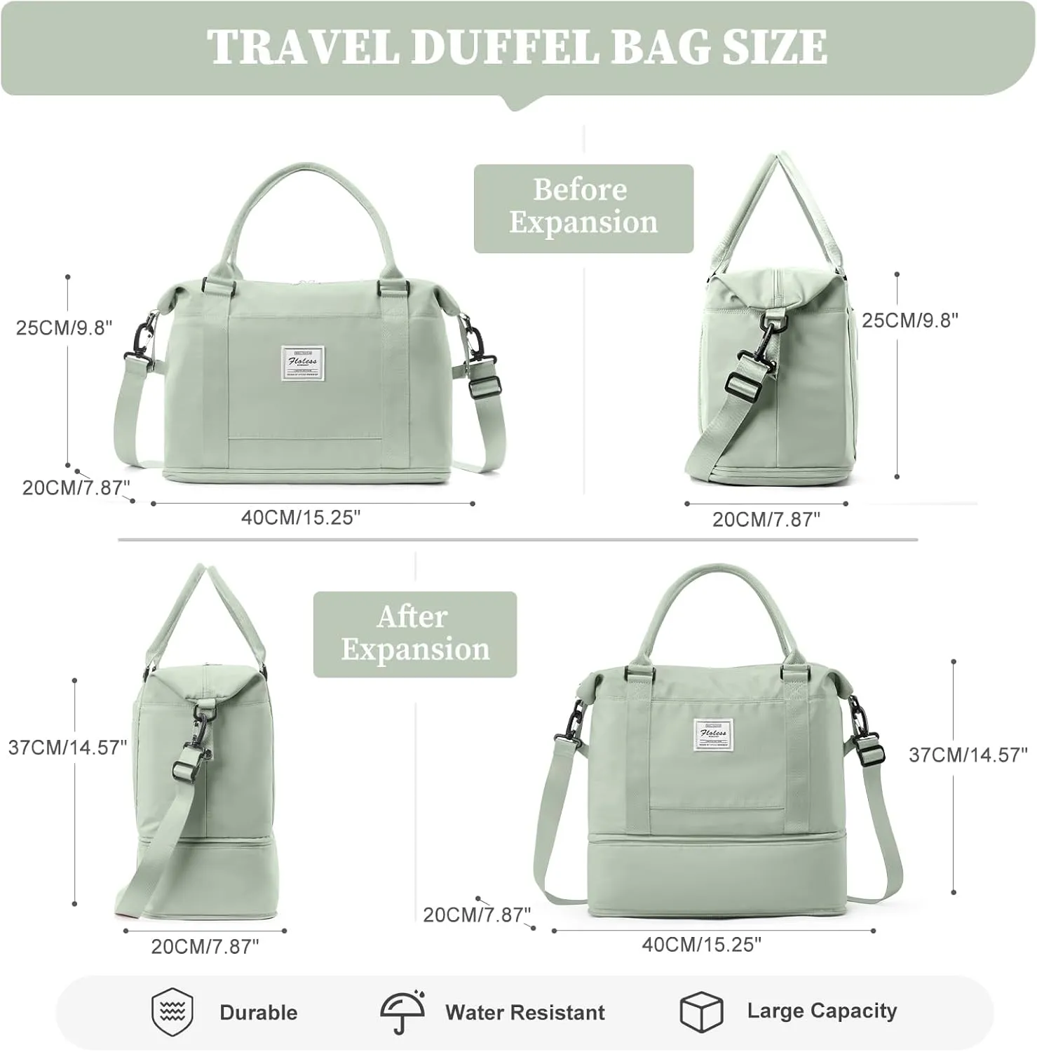 Weekender Bags for Women,Personal Item Travel Bag,Overnight Travel Duffel Bag with Expandable Shoes Compartment & Wet Pocket