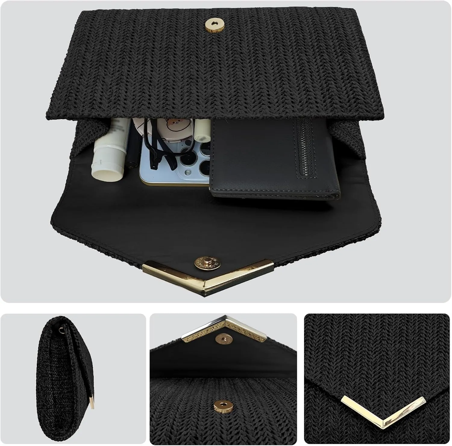Women Straw Bag Evening Clutch Purse Handbags Wedding Party Clutches Purses