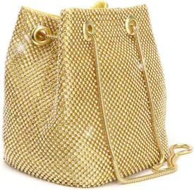 Women's Evening Bag- Upgraded Size Full Rhinestones Bucket Bag Shining Bag Shoulder Bag for Party Wedding Date Night