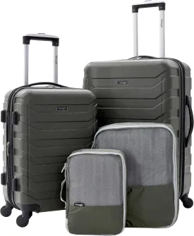 Wrangler Elysium Luggage & Packing Cubes, Green, 4 Piece Set