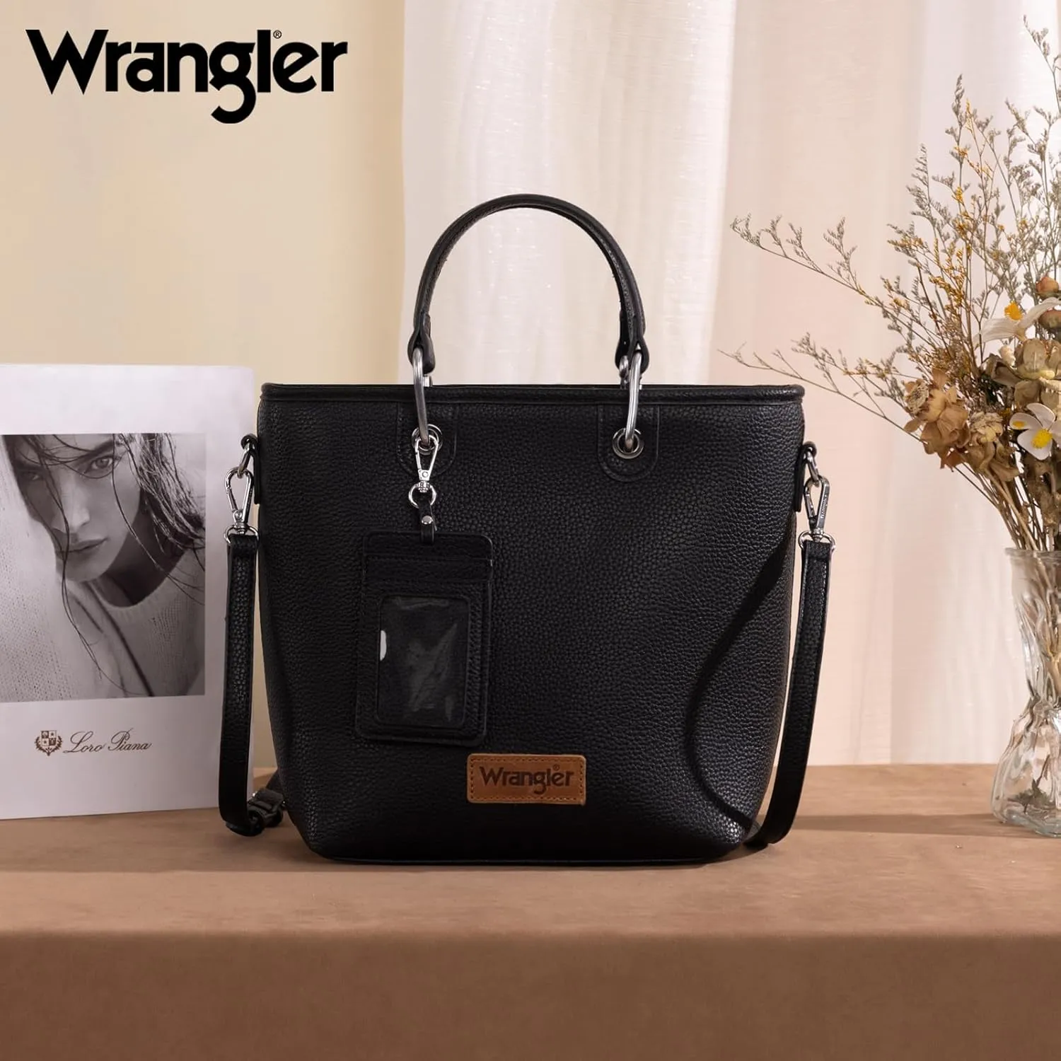 Wrangler Tote Bag for Women Casual Work Top-handle Handbag with Card Holder