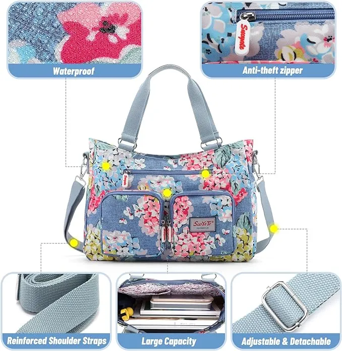 zootop Handbag Top Handle with Multi Pockets Crossbody  with Detachable Shoulder Strap Waterproof Messenger Bag Large for Casual Work Shopping Travel